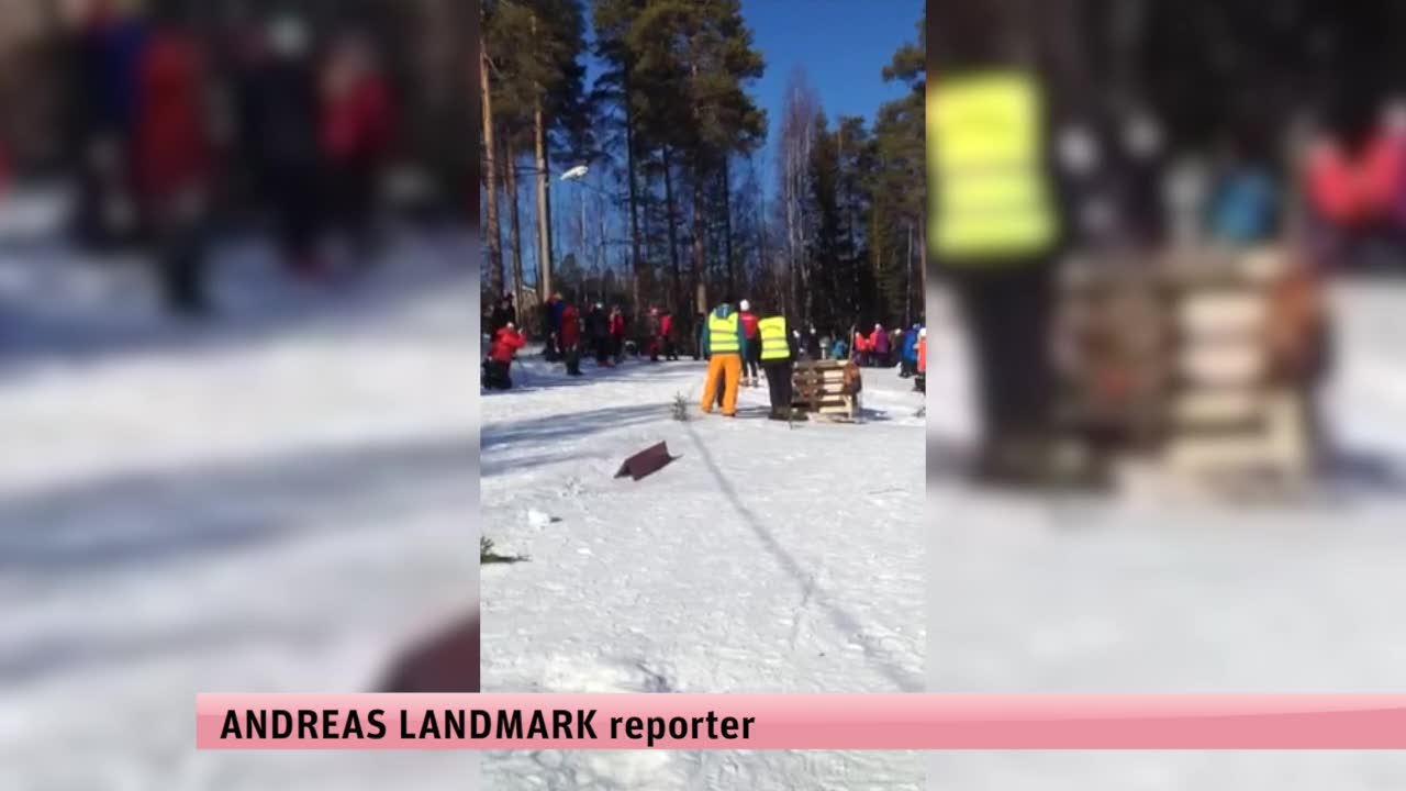 Här krashar Kalla in i åskådaren