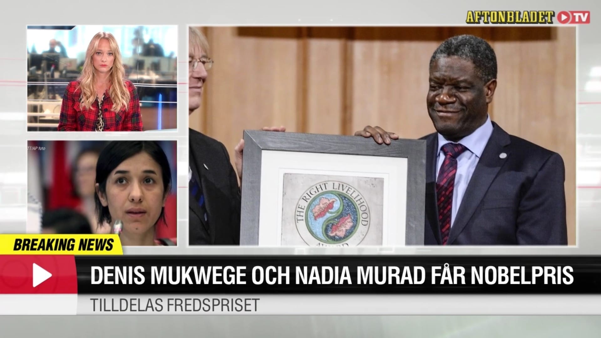 Denis Mukwege och Nadia Murad får nobelpris