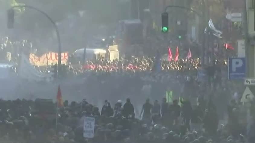 Protester i Hamburg inför G20-mötet
