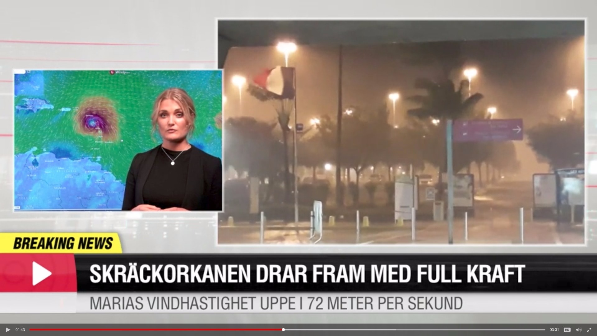 Orkanen Maria närmar sig Karibien