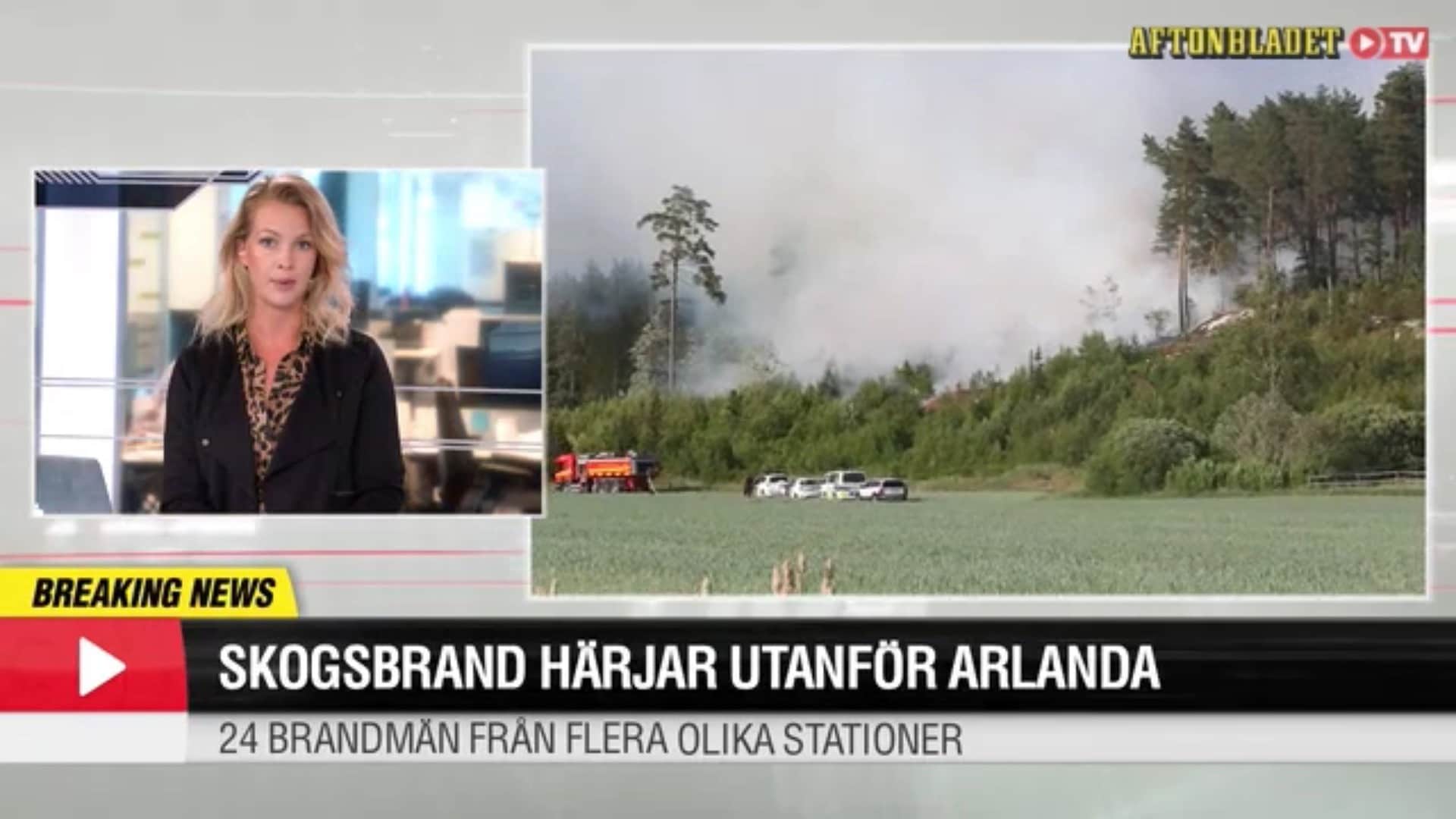 Skogsbrand söder om Arlanda