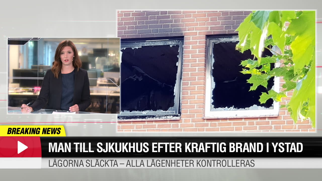 Man till sjukhus efter kraftig brand