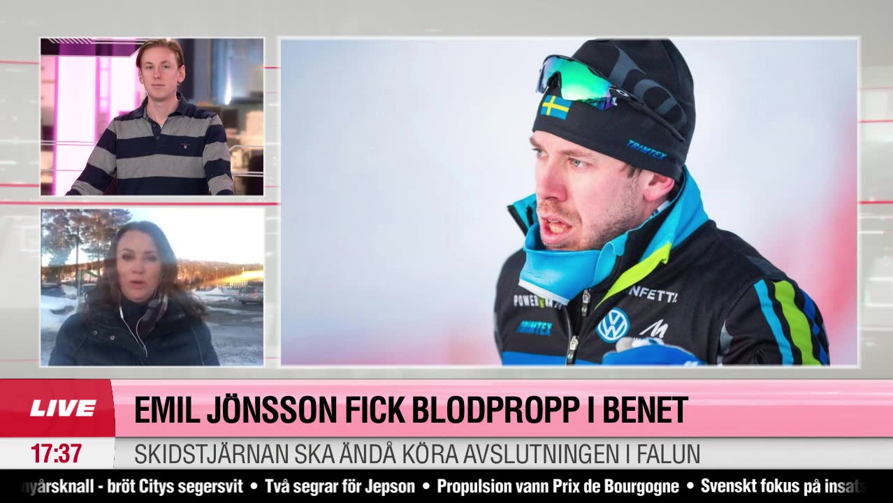 Emil Jönsson drabbad av blodpropp i benet