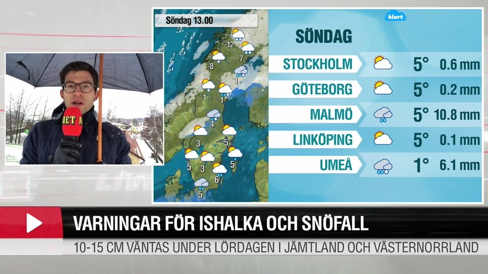 Varning för snöfall och ishalka