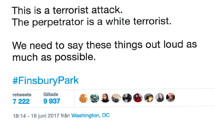 "Polisen utreder händelsen som en terrorattack"