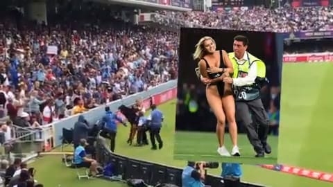 Här springer "svärmor"  in på planen – mitt under VM-finalen