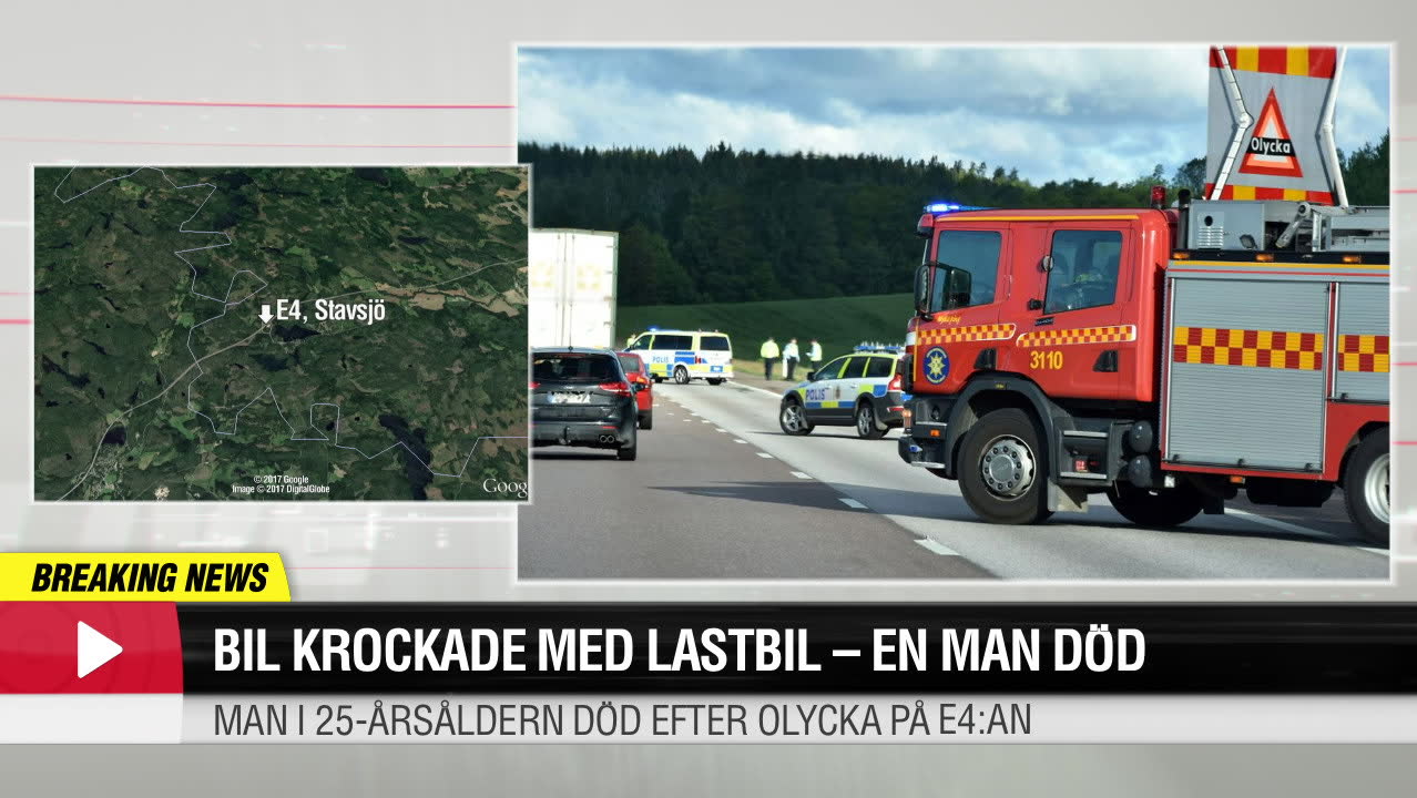 Bil krockade med lastbil - en man död