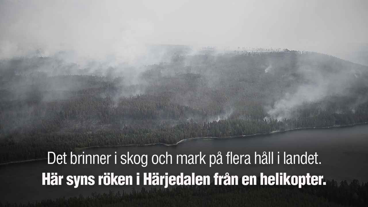 Brandens förödelse fångas från helikoptern