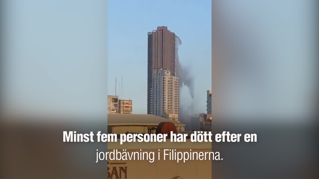 Här öser vatten från skyskrapans takpool ner på gatorna i Manila