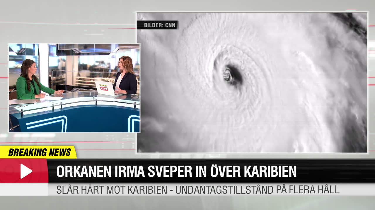 Orkanen Irma sveper in över Karibien