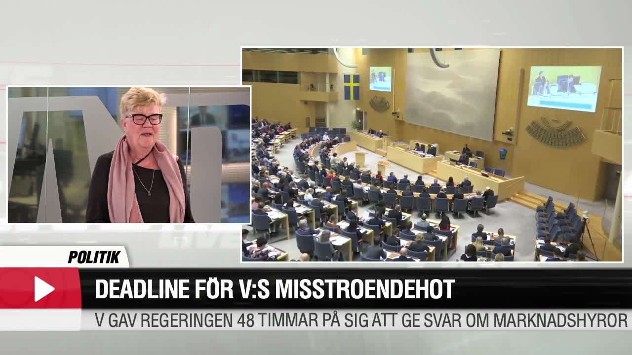 Lena Mellin om misstroendehotet från V - Deadline i dag