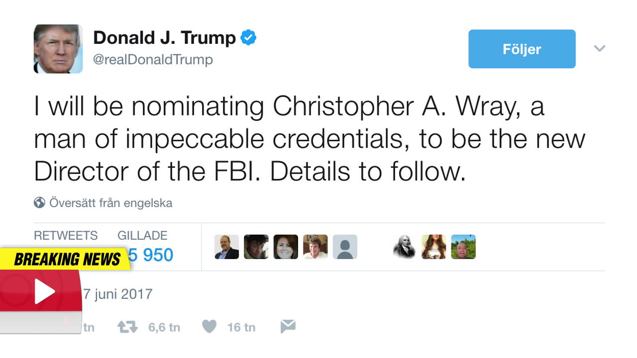 Trump nominerar ny FBI-chef