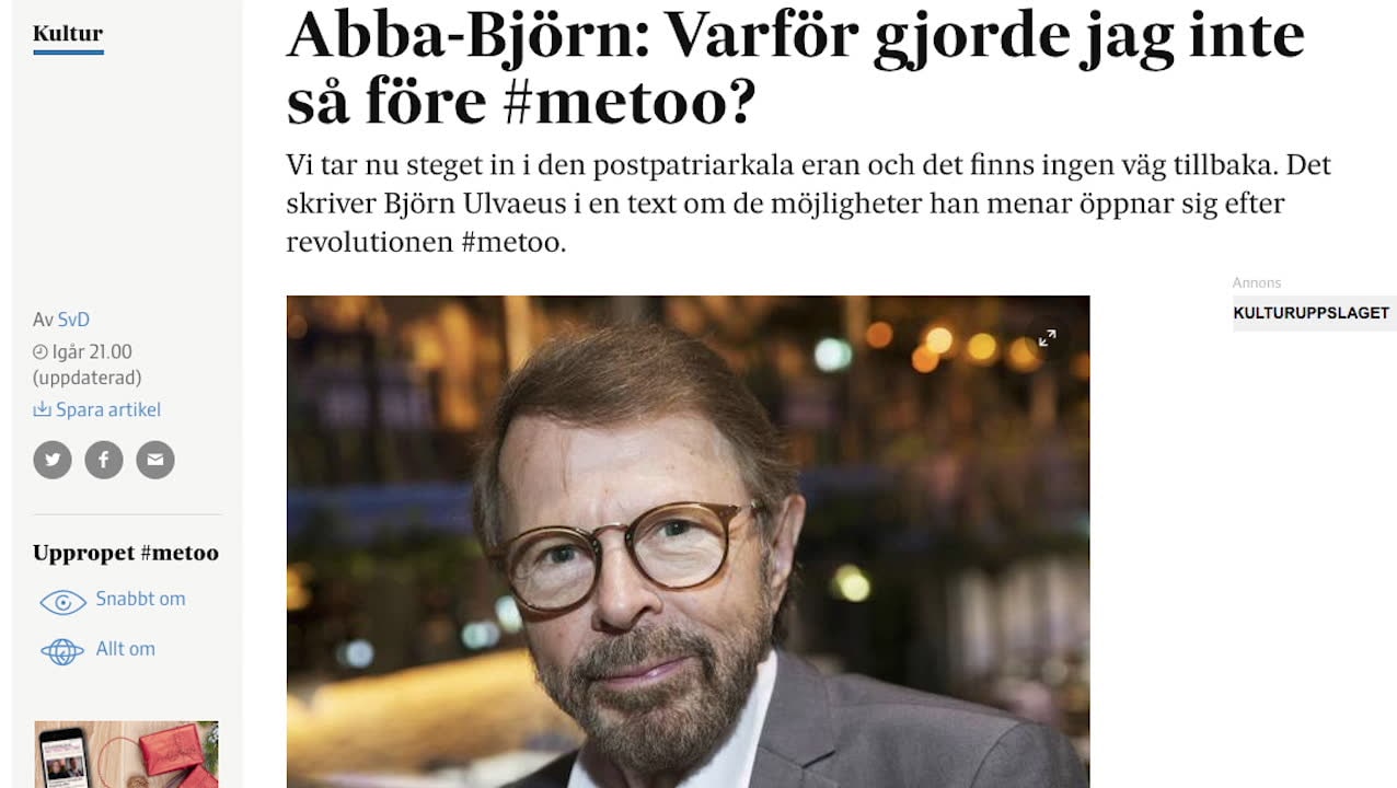 ABBA-profilen efter #metoo: "Breder jag ut mig?"