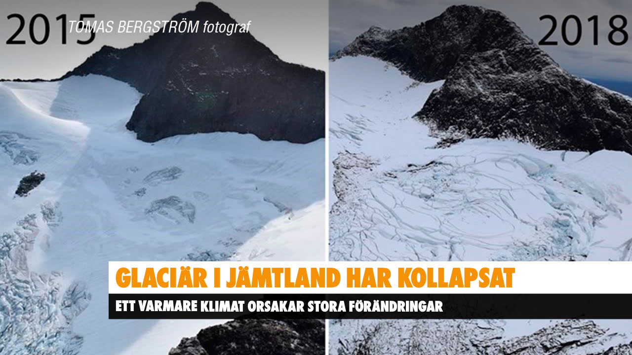 Glaciär i Jämtland har kollapsat
