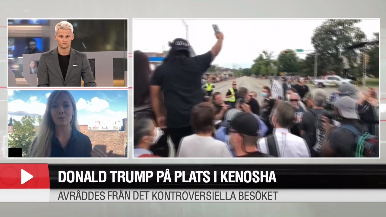 Donald Trump på plats i Kenosha