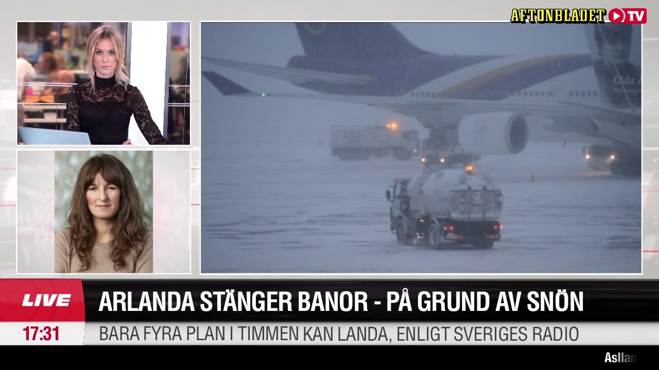 Arlanda stänger banor - på grund av snön