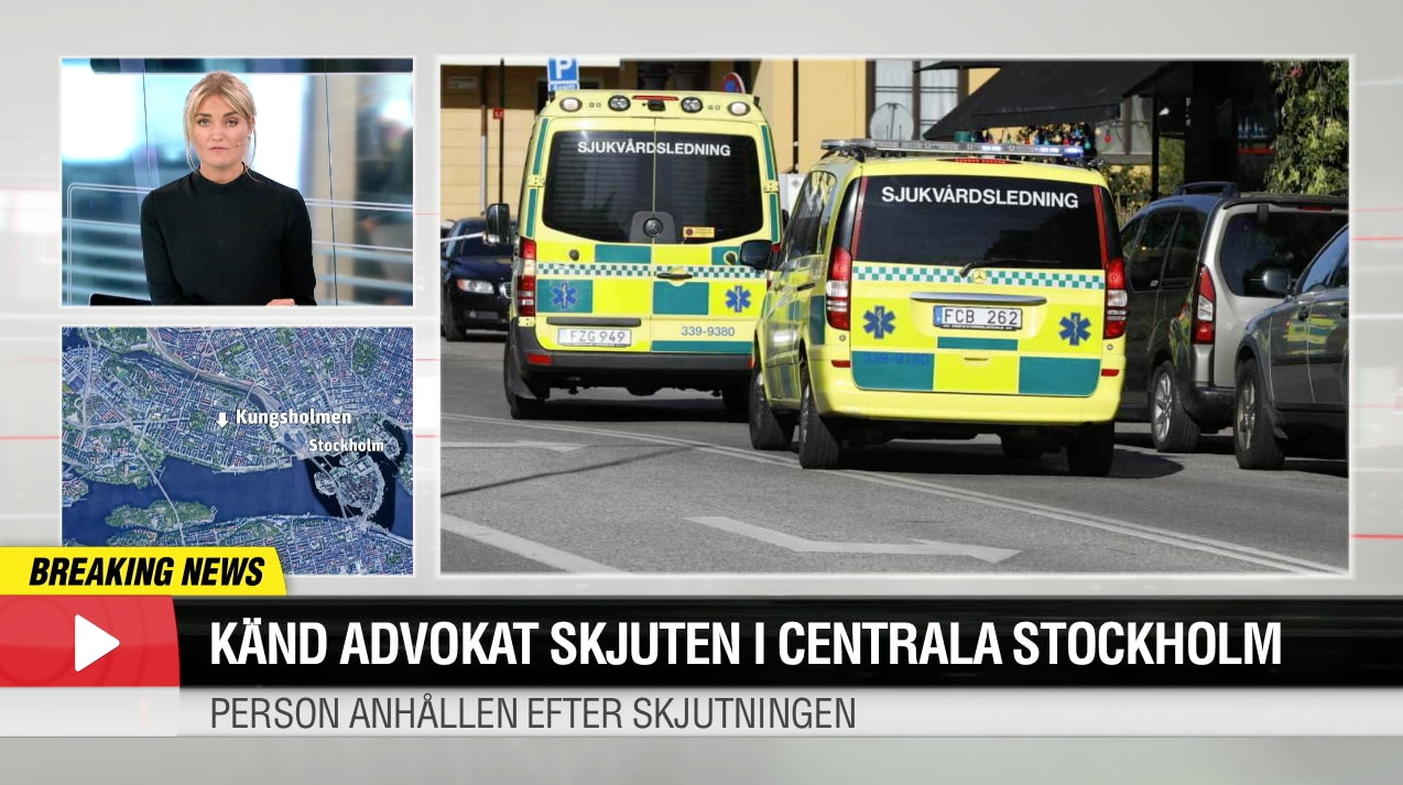 Känd advokat skjuten i centrala Stockholm