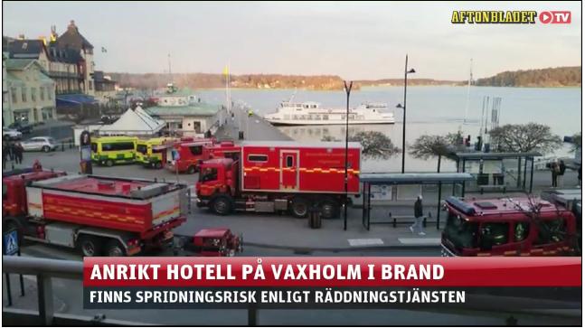 Anrikt hotell i Vaxholm brinner