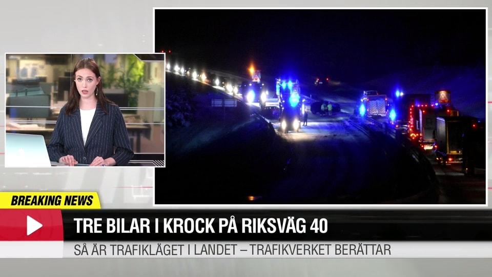 Åtta skadade efter krock på riksväg 40