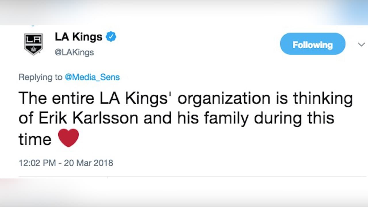 Karlsson stöttas av en hel hockeyvärld