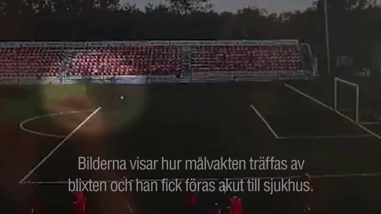 Här träffas 16-årige målvakten av blixten