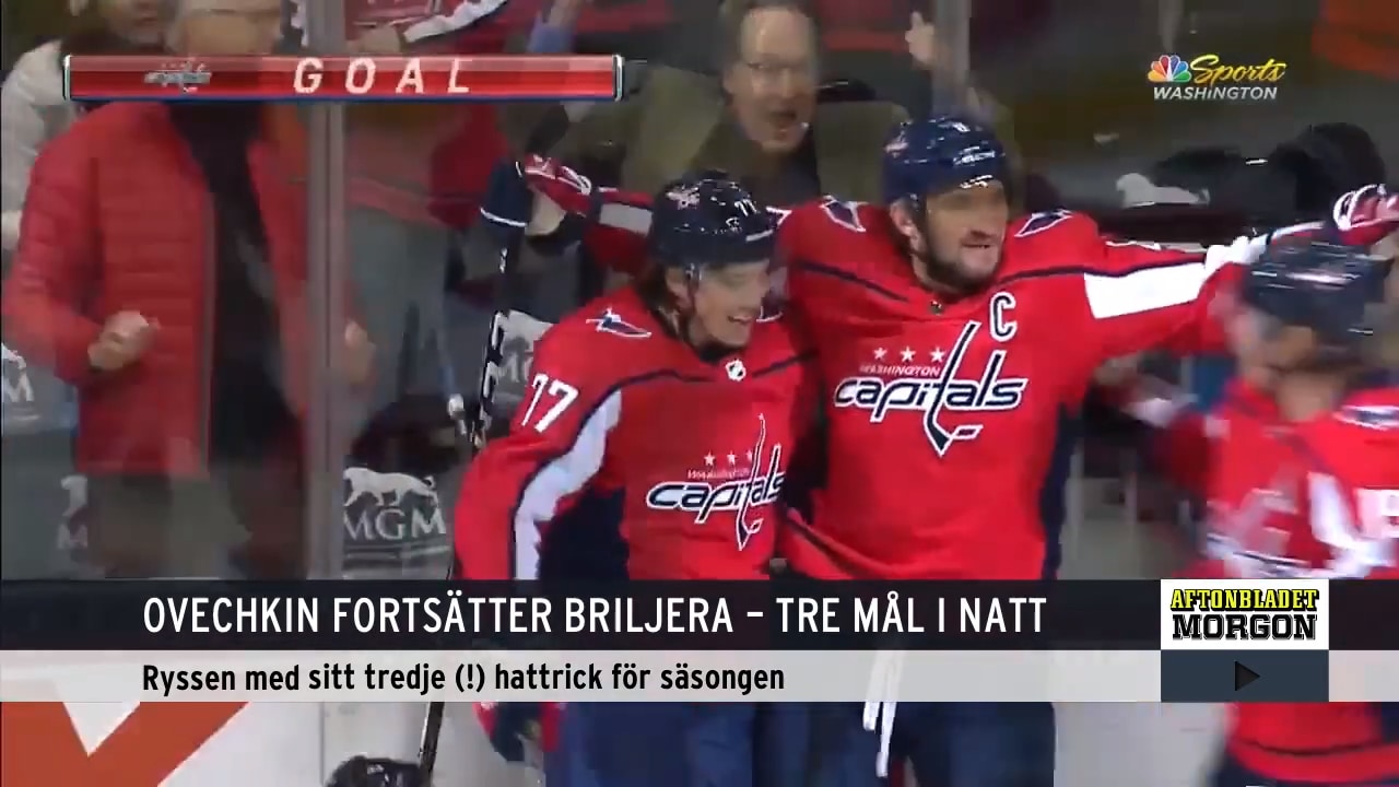 Ovechkins hattrick hjälpte inte – Sharks vann galen match