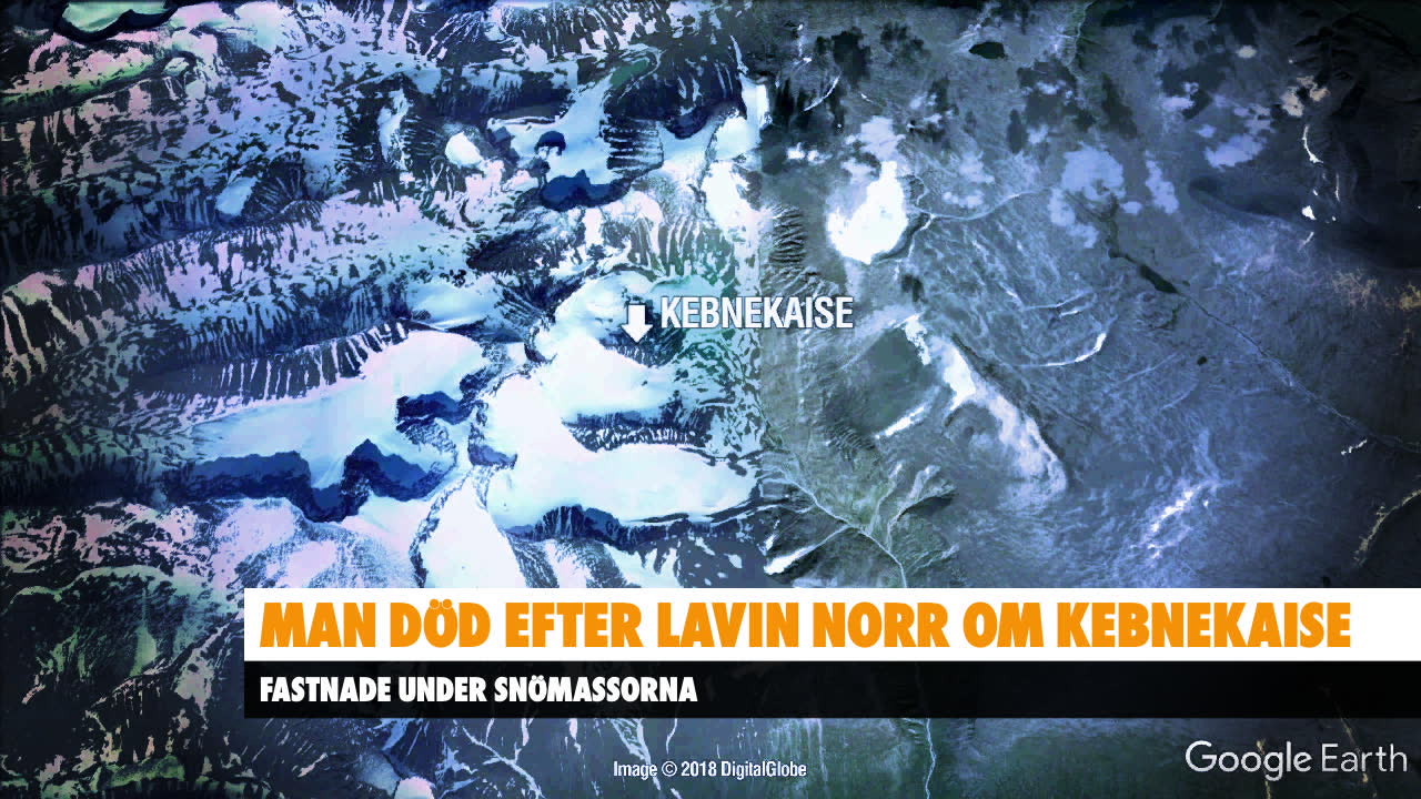 Man död efter lavin norr om Kebnekaise