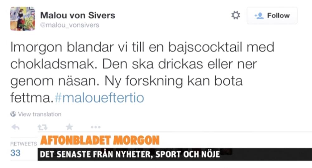 Malou von Sivers blandar bajscocktail