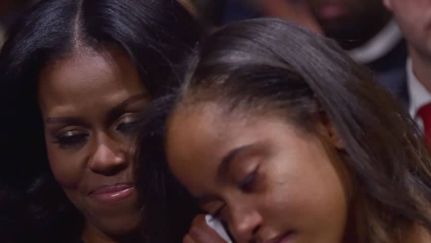 Dottern i tårar efter Obamas avgång