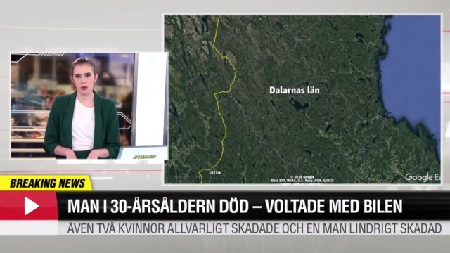 Man i 30-årsåldern död – voltade med bilen