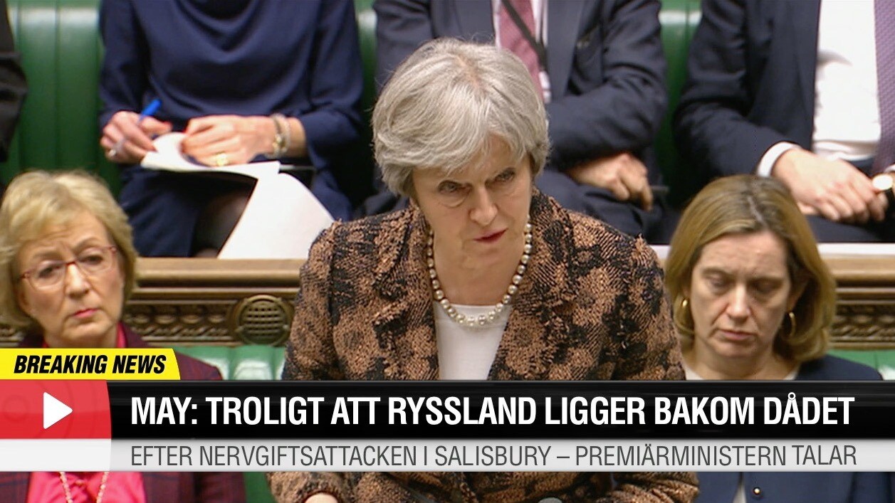 Premiärminister May talade i parlamentet – pekade ut Ryssland
