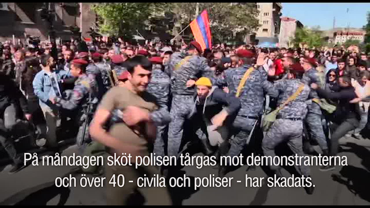 Stora protester i Armeniens huvudstad