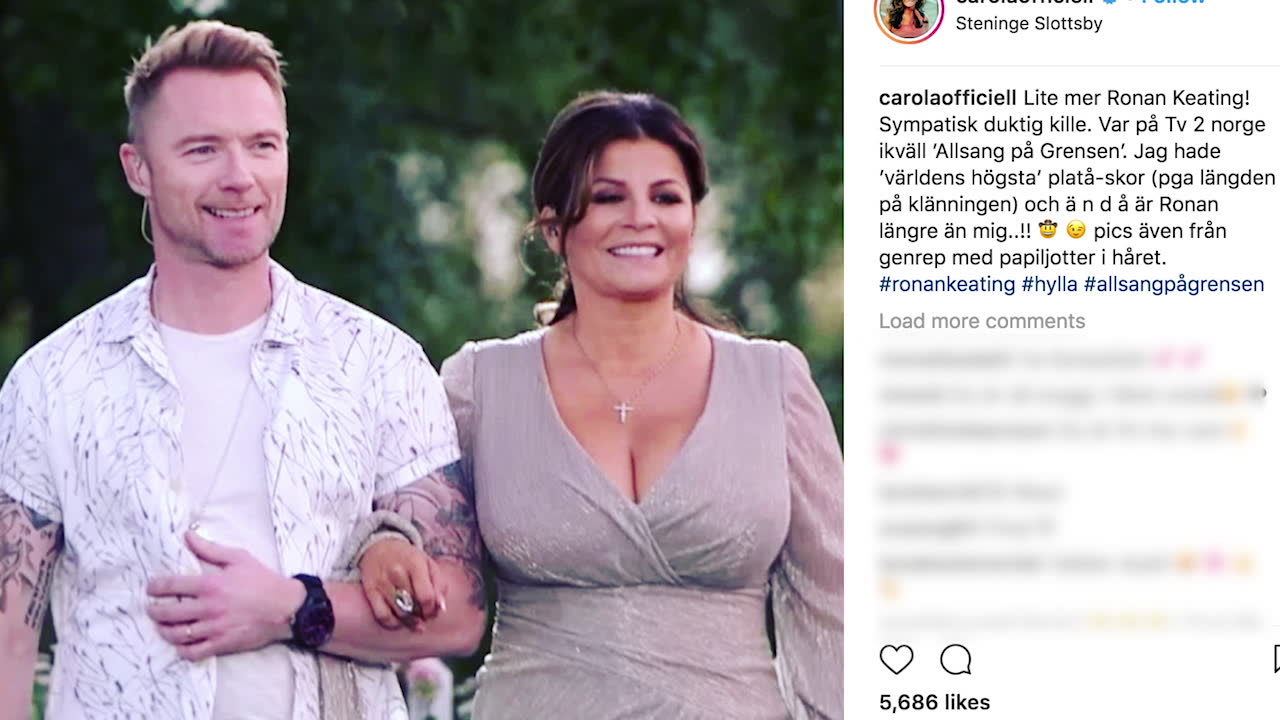 Här tabbar sig Carola och Ronan Keating: ”Vi skrattade efteråt"