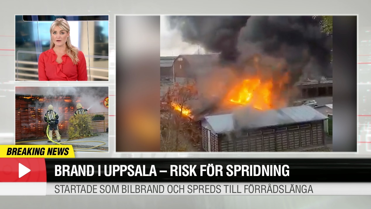 Brand i bostadsområde i Uppsala