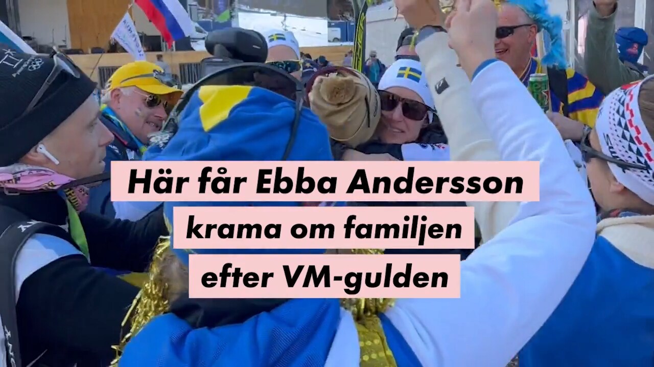 Här får Ebba krama familjen efter VM-gulden