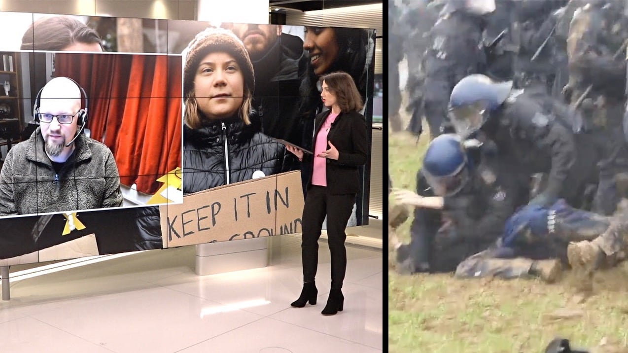 Här slår polis till mot demonstranterna – Thunberg på plats vid tyska gruvan