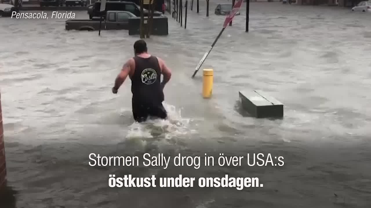 Översvämningar och ödeläggelse - här drar stormen Sally fram