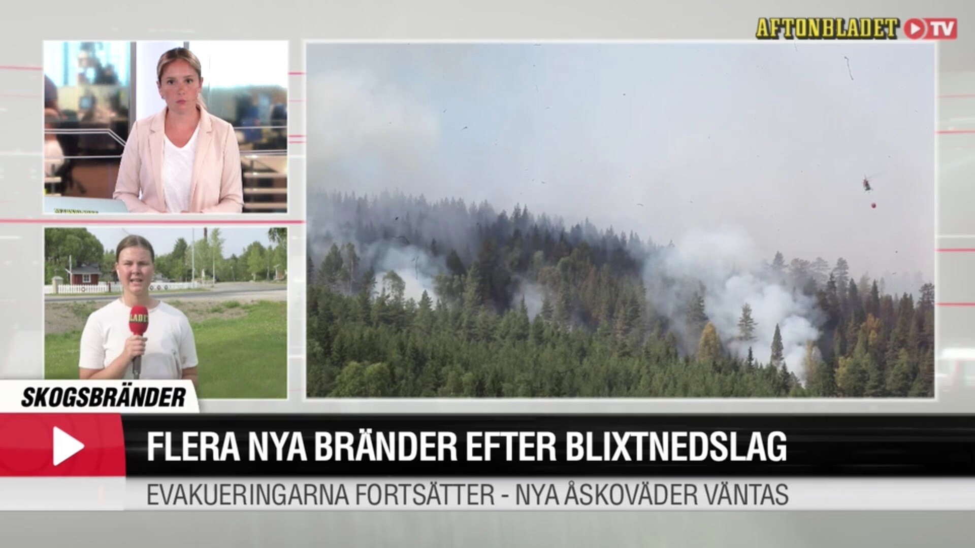 Flera nya bränder efter blixtnedslag