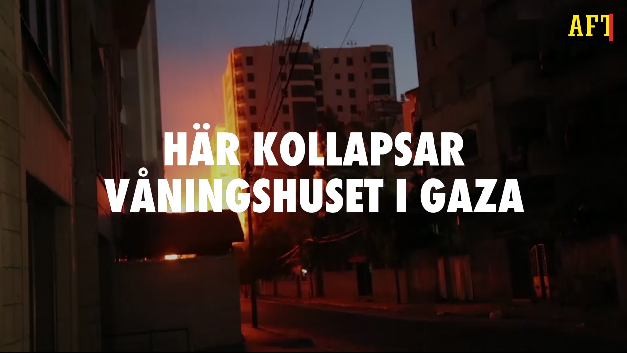 Här rasar våningshuset i Gaza