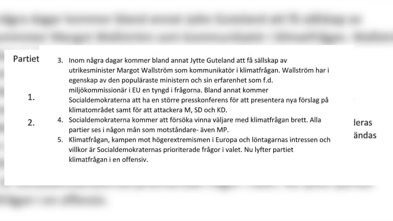 Internt S-dokument: Klimatattacker på SD, M och KD i EU-valet