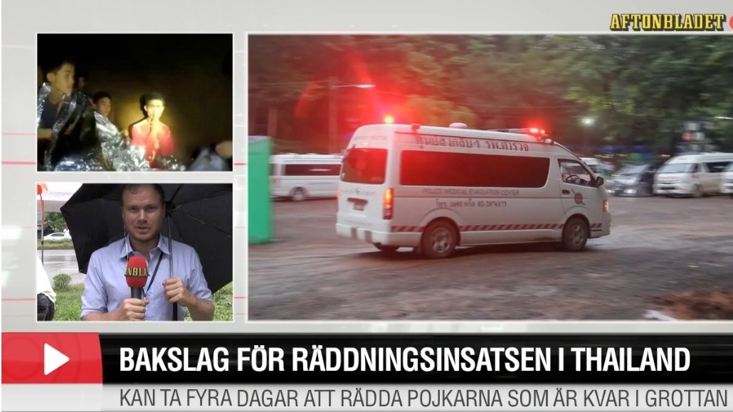 Bakslag för räddningsinsatsen i Thailand – hör Aftonbladets reporter på plats