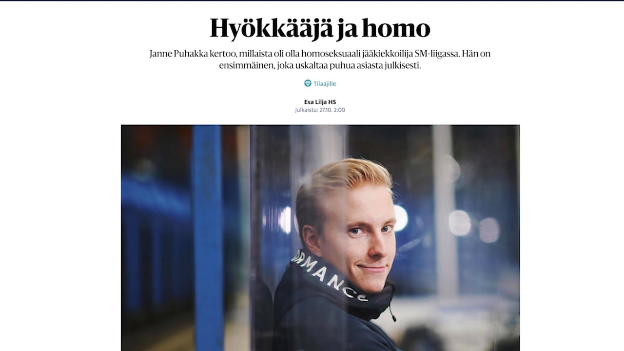 Finsk hockeyspelare kommer ut som homosexuell