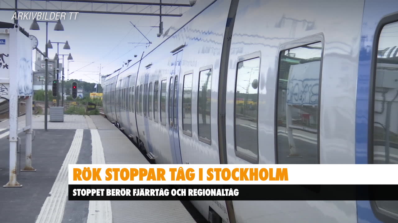 Rök stoppar tåg i Stockholm