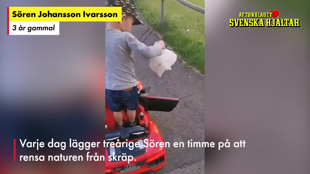 Treårige Sören gör allt för att hålla gatorna rena