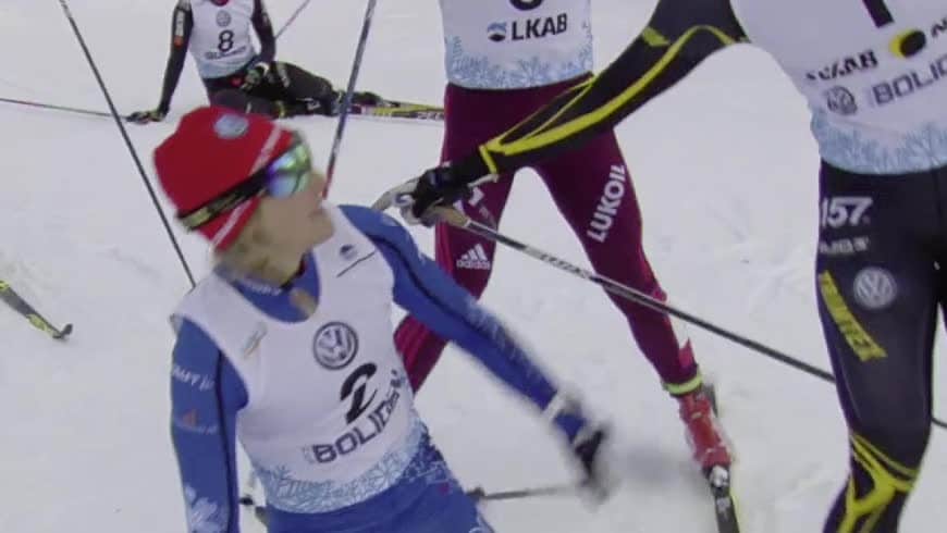 Här tar Stina Nilsson årets första sprintseger