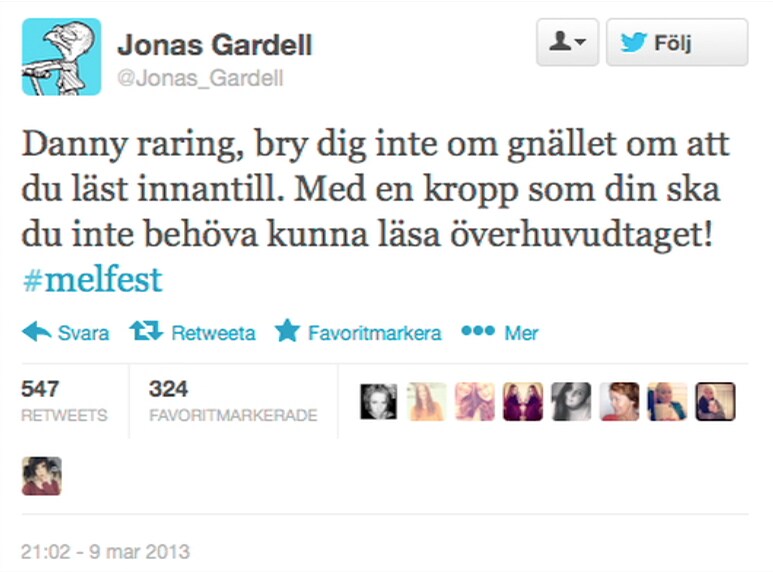 Kritikstorm mot Gardells sextweets