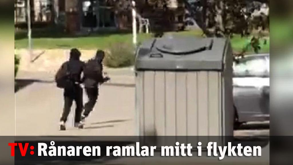 Rånaren ramlar mitt under flykten