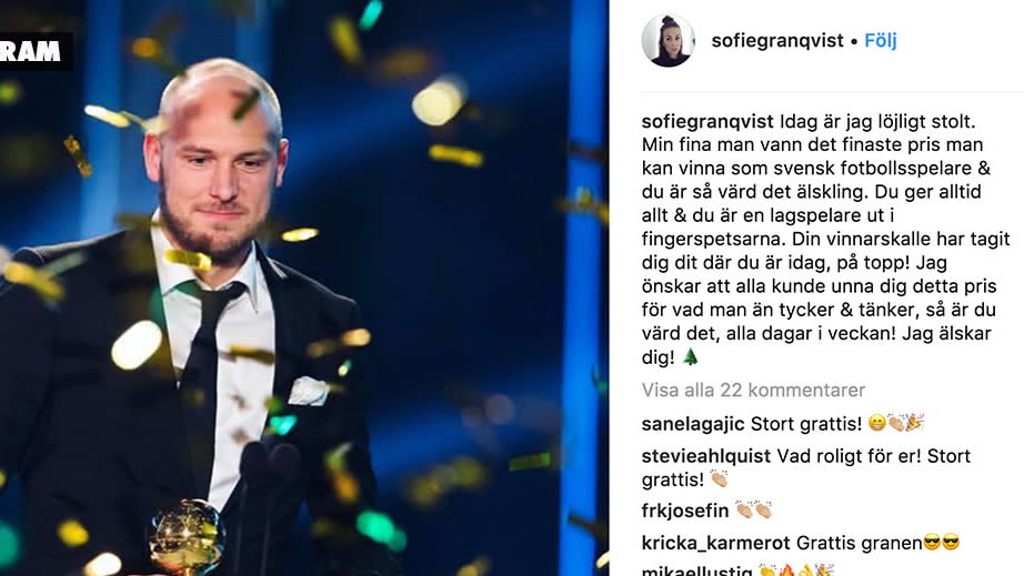 Asllani och Granqvist vinnare på Fotbollsgalan