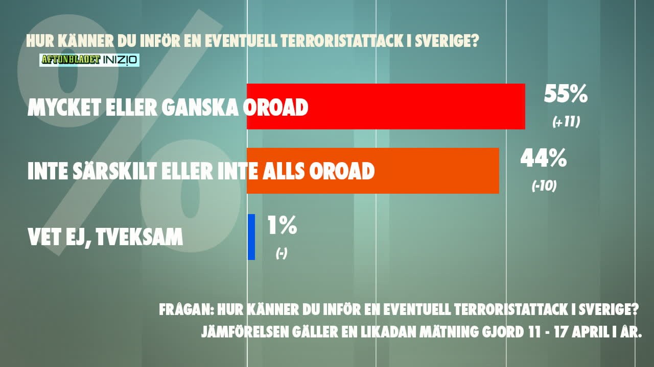 Varannan svensk orolig för terrordåd