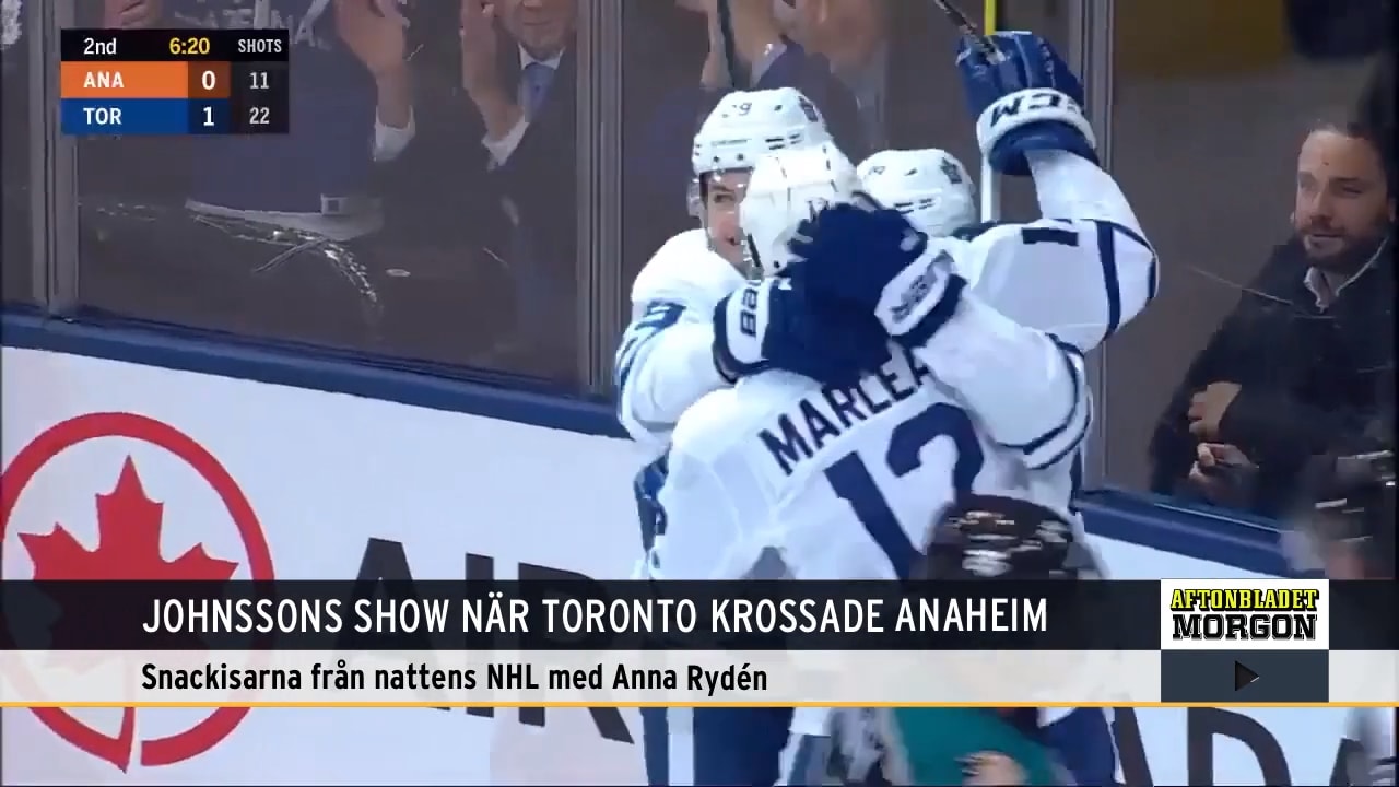 Johnsson stor hjälte när Toronto krossade Anaheim